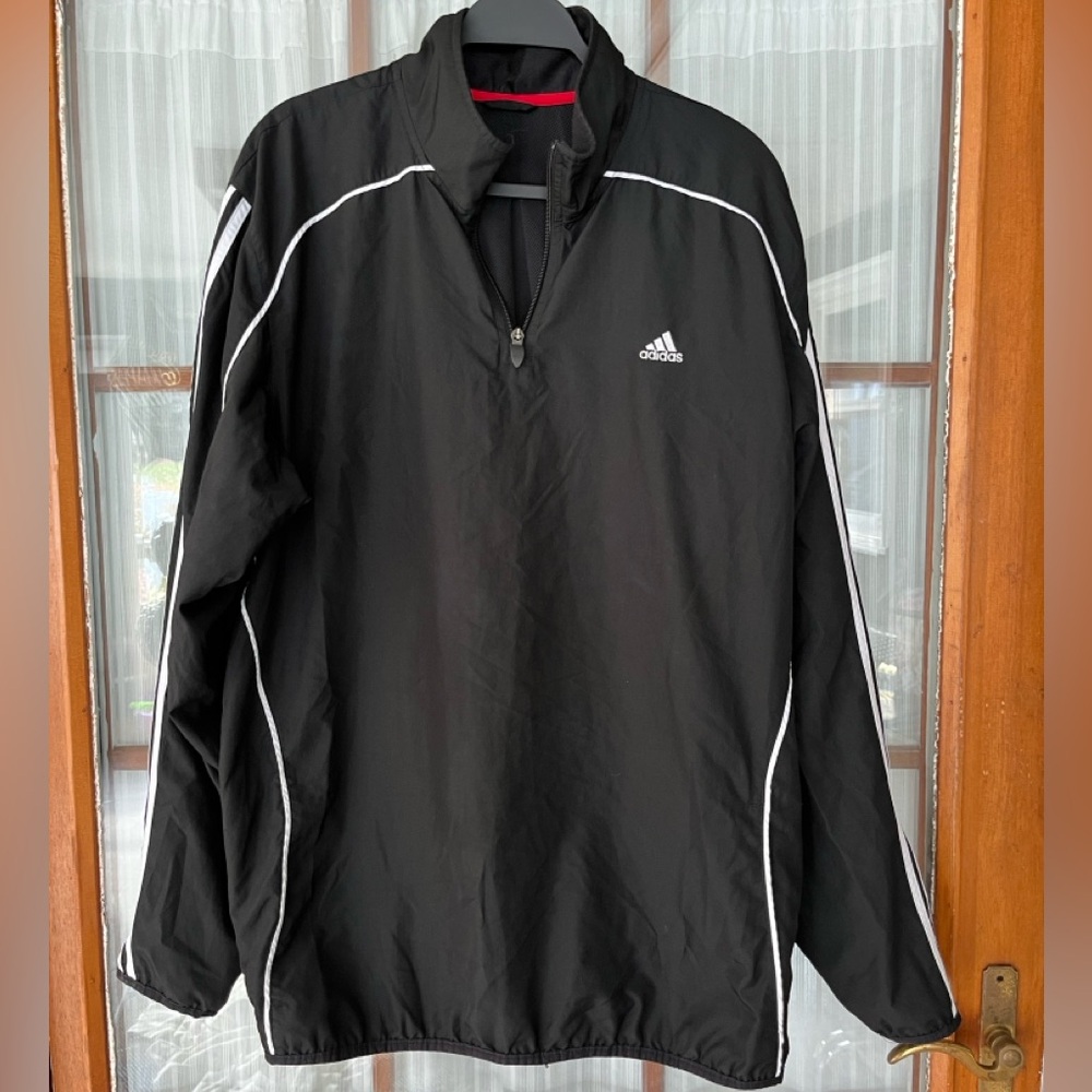 Adidas Men's Black 1/4 Zip Windbreaker